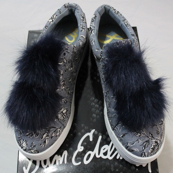 SAM EDELMAN LEYA DUSTY BLUE LEAF PRINT SNeakers - Picture 1 of 6